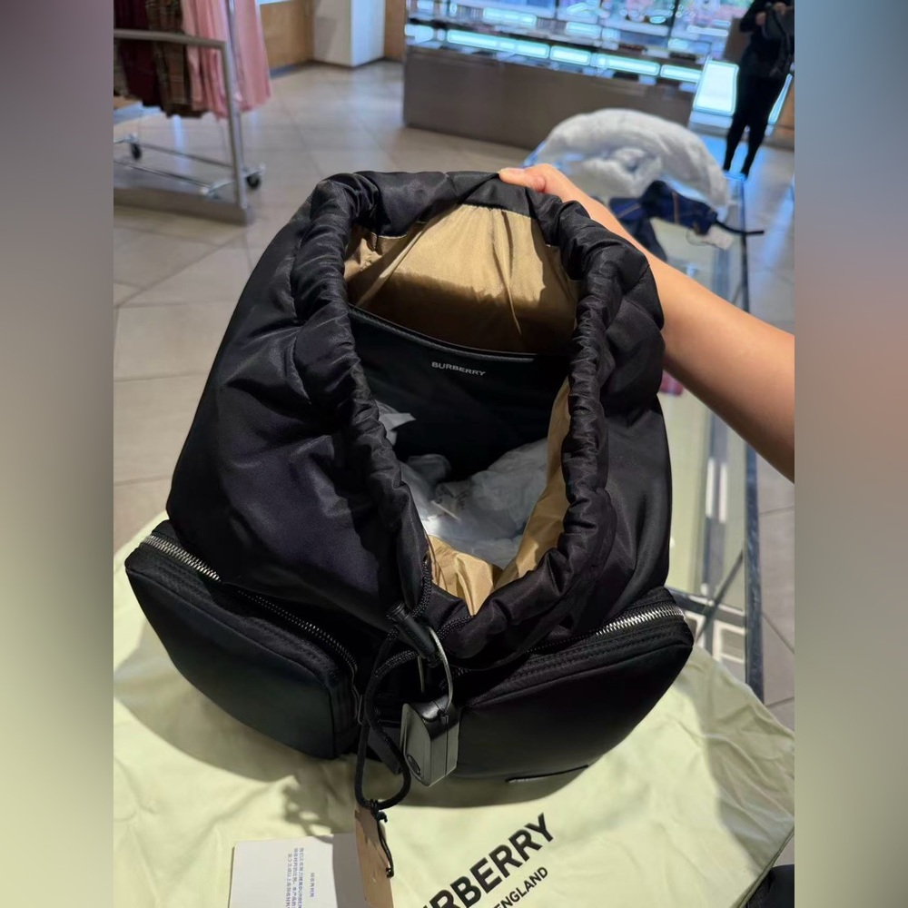 Burberry Black nylon flip Backpack small NEW - Picture 5 of 10